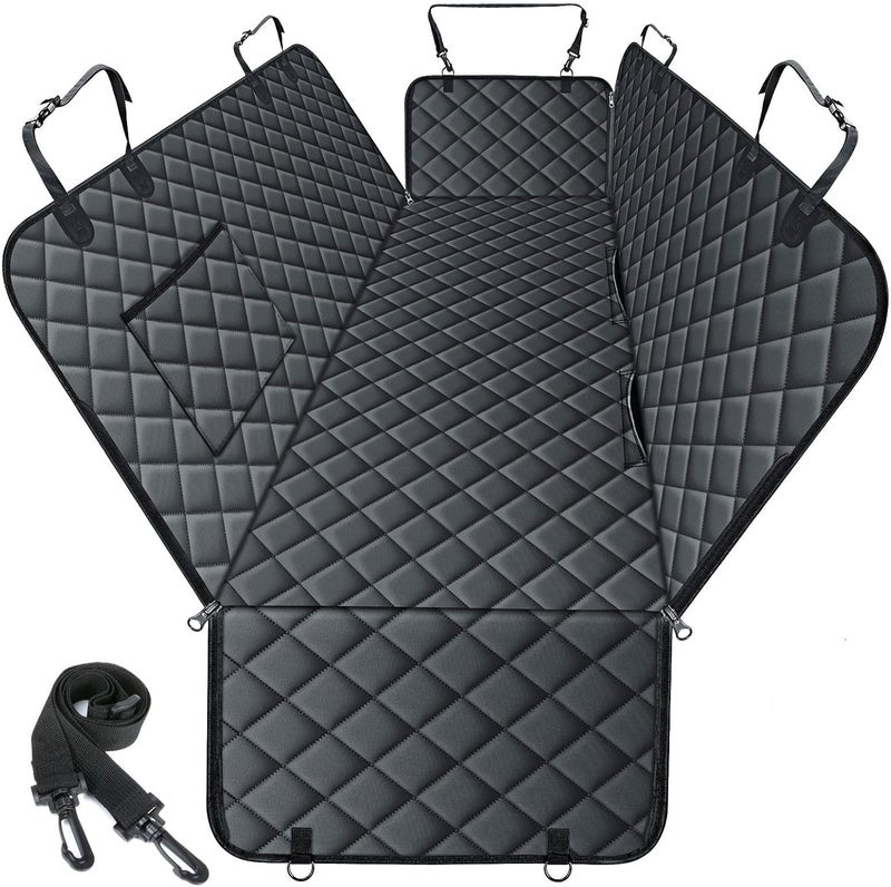 NECKORY Waterproof Dog Car Seat Cover for Back Seat - Durable, Scratch Proof Pet Hammock with Nonslip Design & Storage Pockets, Fits Cars, SUVs, Trucks- S, Black - Image 1